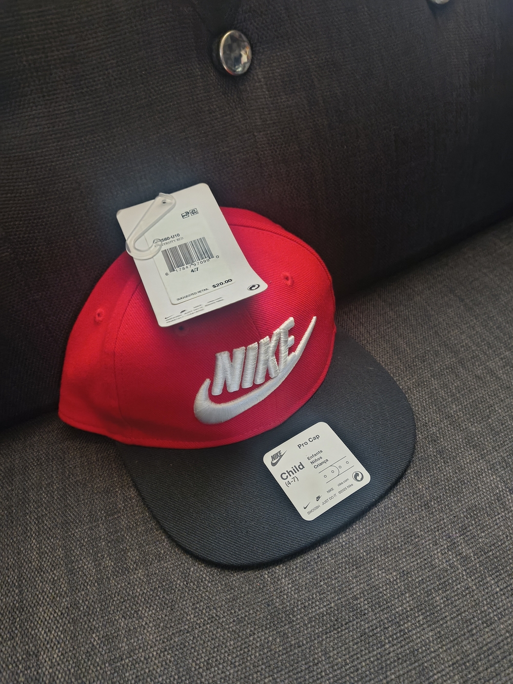 Nike Red and Black Youth Pro Cap with White Logo